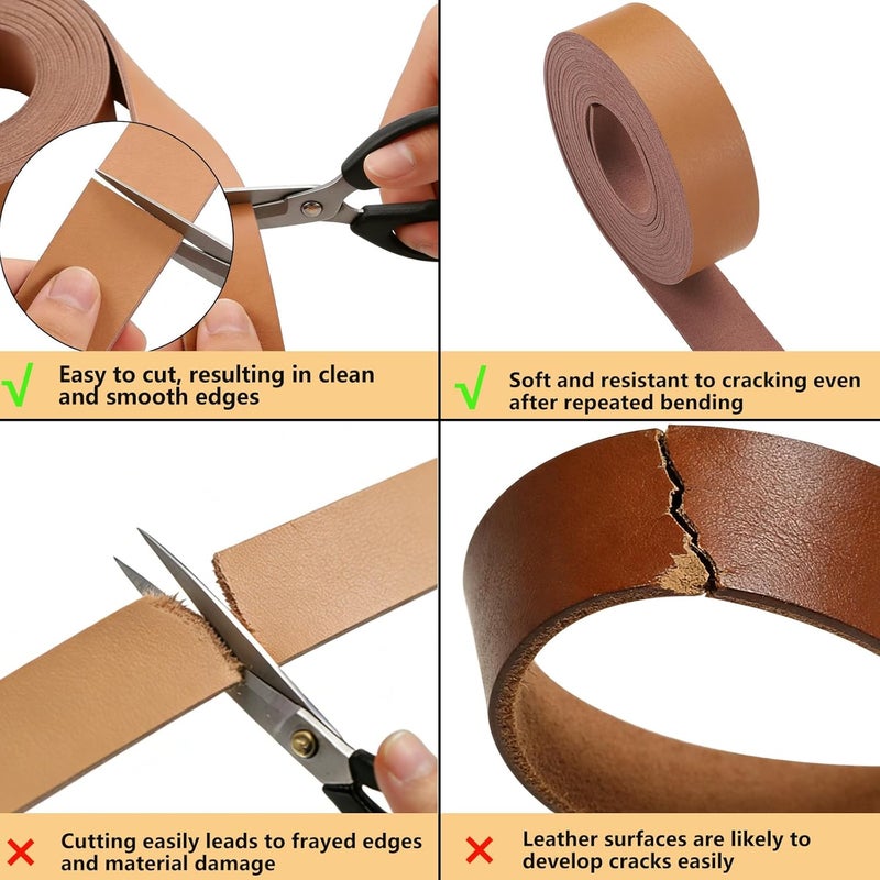 picheng Faux Leather Strap: 1 Inch Wide 100 Inches Long Leather Strips Soft Leather for DIY Craft Projects Leather Belt Strap Pet Collars Traction Ropes Tooling (Light Brown) - Image 3
